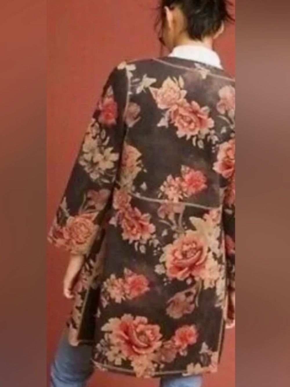 Chelsea & Theodore | Faux Leather Floral Cardigan 1x - Picture 2 of 11